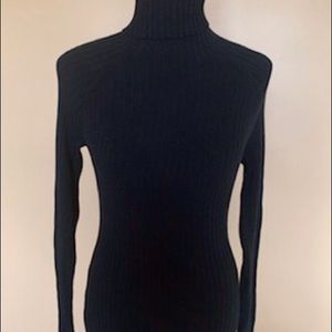 Fine gauge ribbed turtleneck sweater